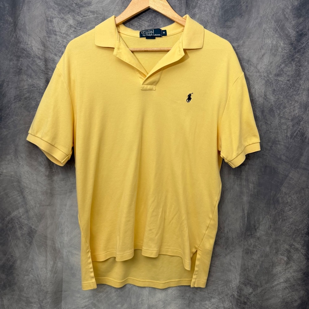 Polo Ralph Lauren Yellow Pony Logo Short Sleeve Polo Mens Medium Preppy Coastal